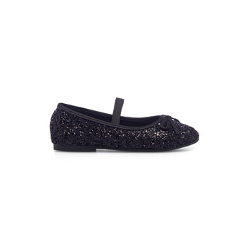 Ballerine nere effetto glitterato da bambina 10 Baci, Scarpe Bambini, SKU k223000047, Immagine 0